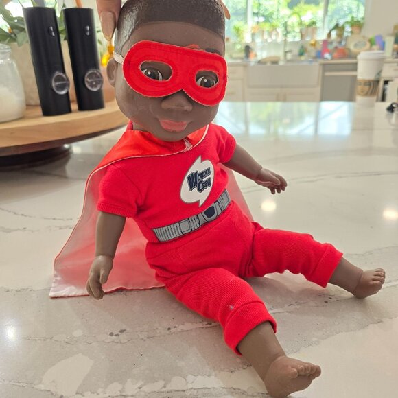 Wonder Crew Superhero Doll With Cape & Mask - Red Outfit - Picture 2 of 6